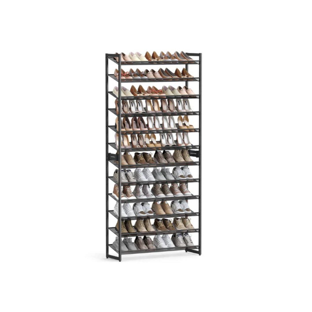 12 Tier Shoe Rack With Metal Shelves, Extra Large Storage Organizer