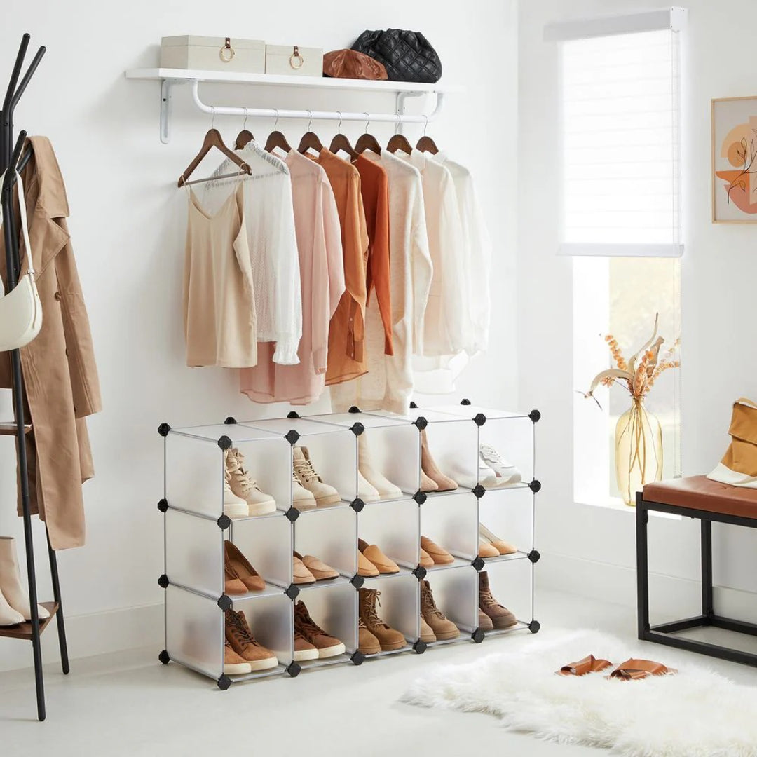 Plastic Shoe Storage Organizer 15 Or 28 Slot Stackable
