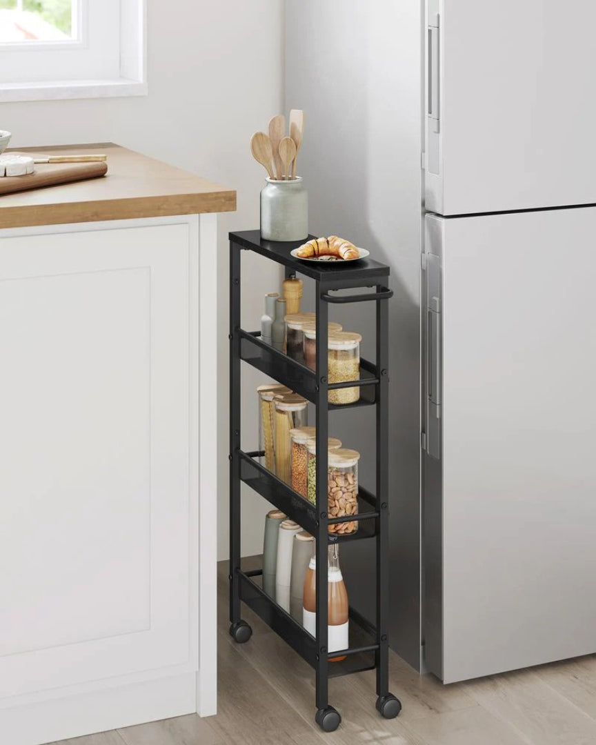 Slim Rolling Storage Cart 4 Or 5 Tier Narrow Utility