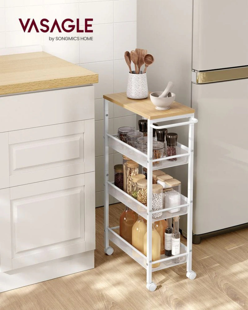 Slim Rolling Storage Cart 4 Or 5 Tier Narrow Utility