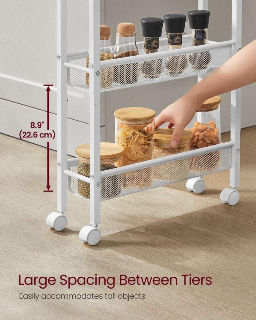 Slim Rolling Storage Cart 4 Or 5 Tier Narrow Utility