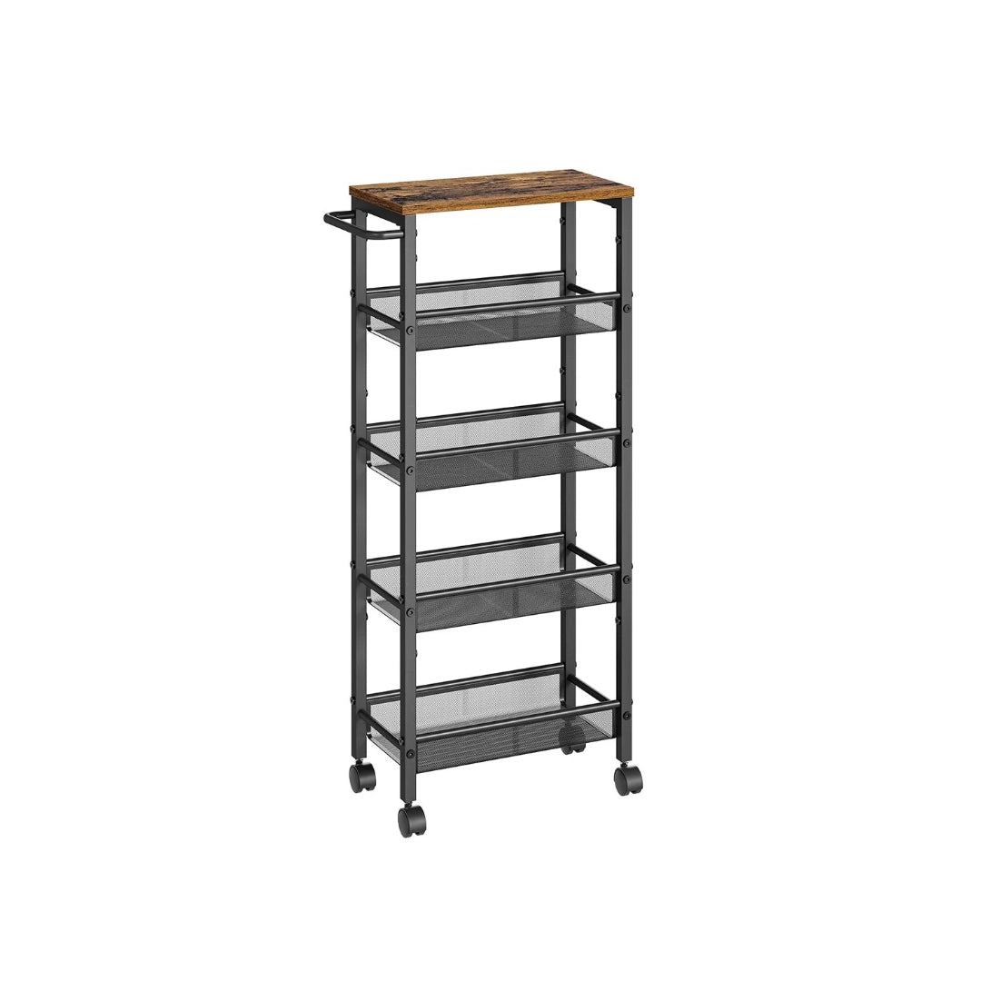 Slim Rolling Storage Cart 4 Or 5 Tier Narrow Utility