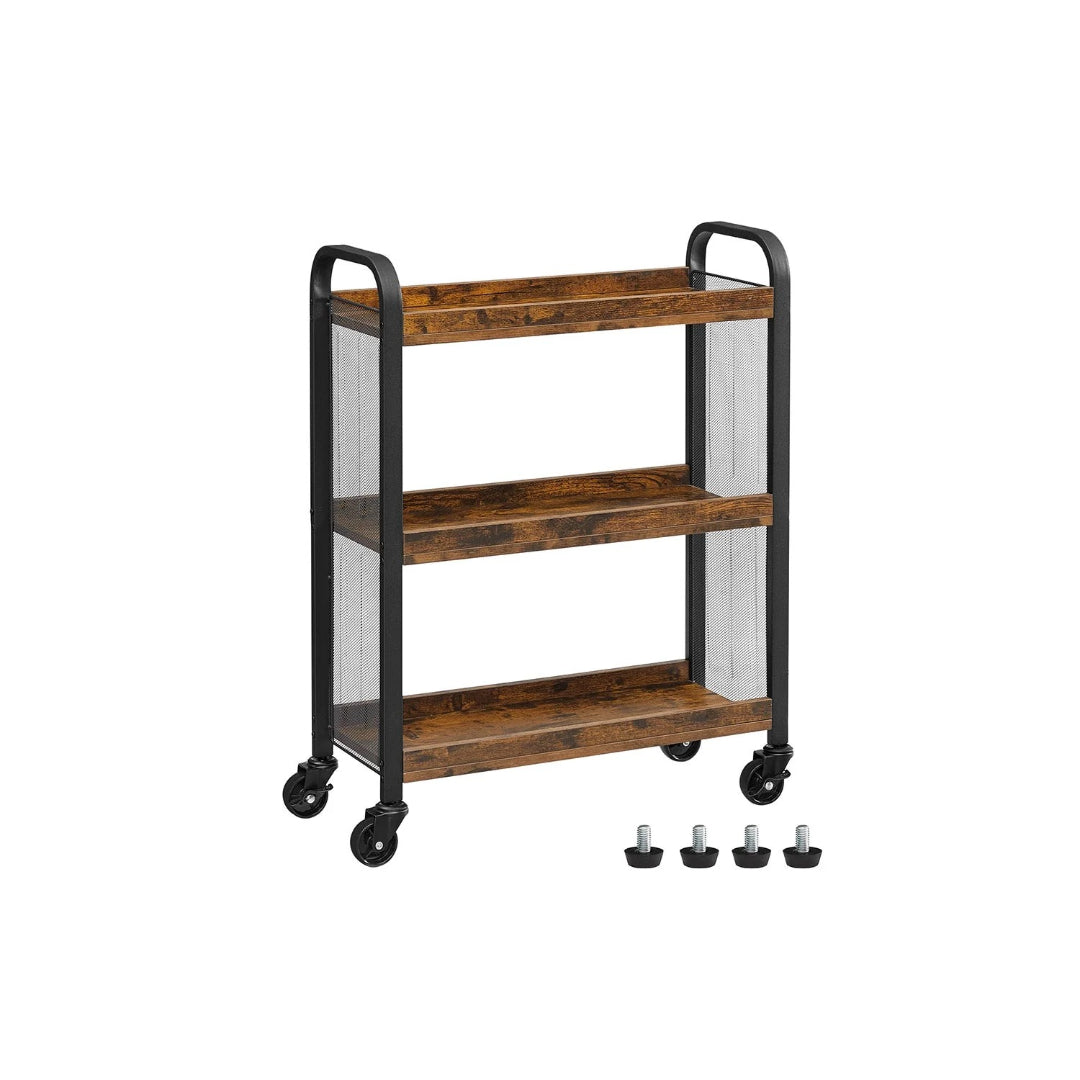 3 Tier Narrow Storage Cart With Wheels And Shelves