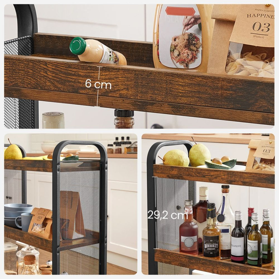 3 Tier Narrow Storage Cart With Wheels And Shelves