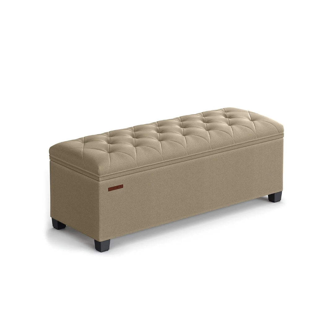 43.3 Inch Storage Ottoman Bench With Legs & Flip Lid Upholstered