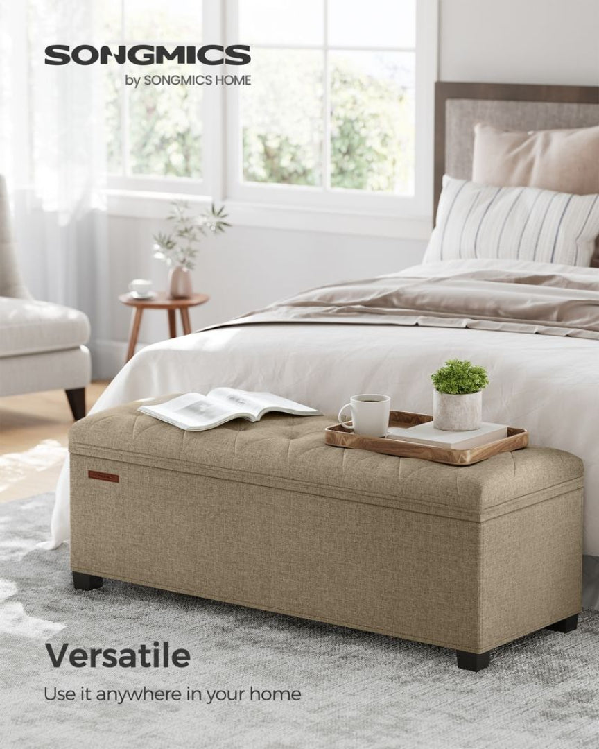 43.3 Inch Storage Ottoman Bench With Legs & Flip Lid Upholstered