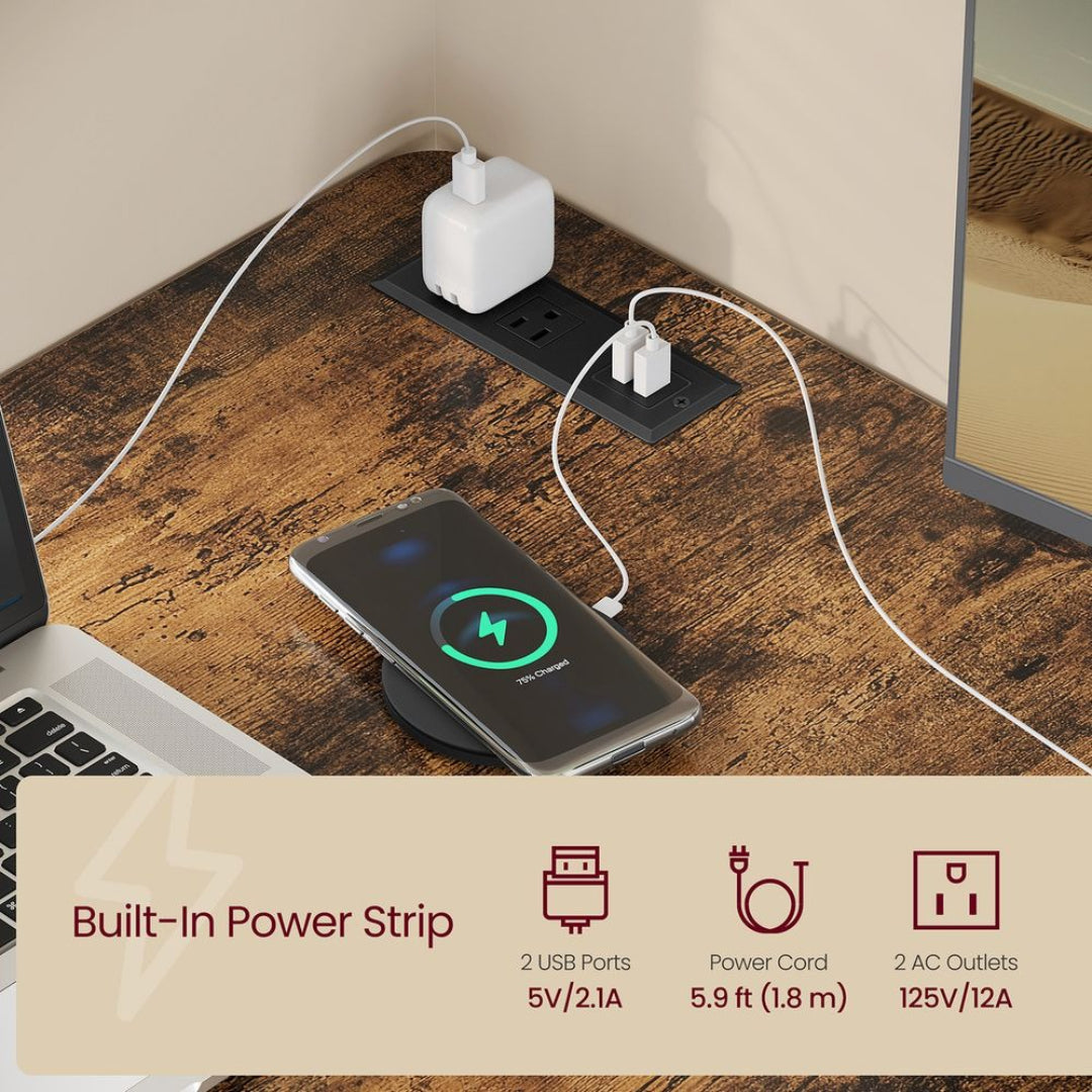 L Shaped Electric Standing Desk With Power Outlets, 47.2/63 Inch