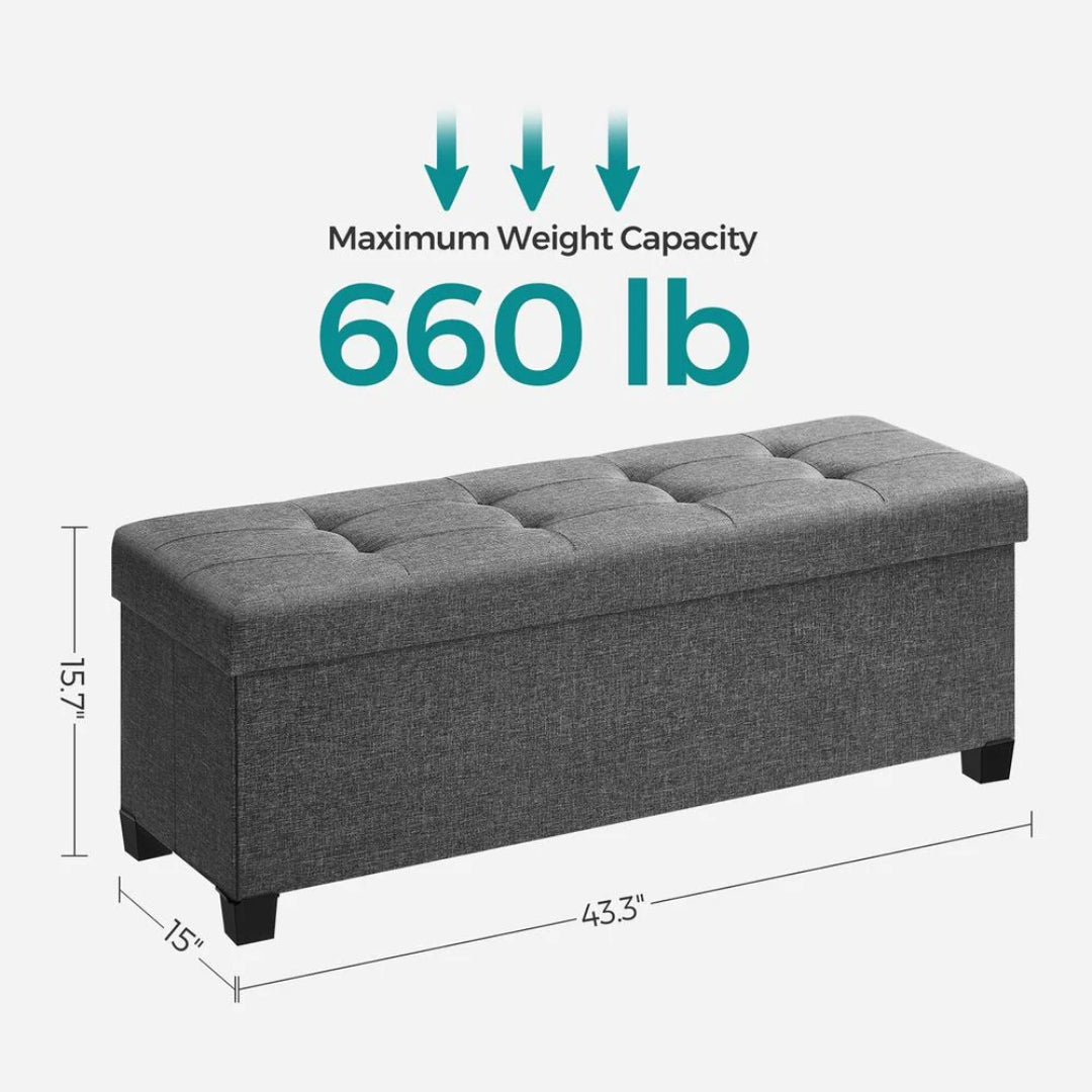 43.3 Inch Storage Ottoman Bench With Lid, Folding Storage Seat