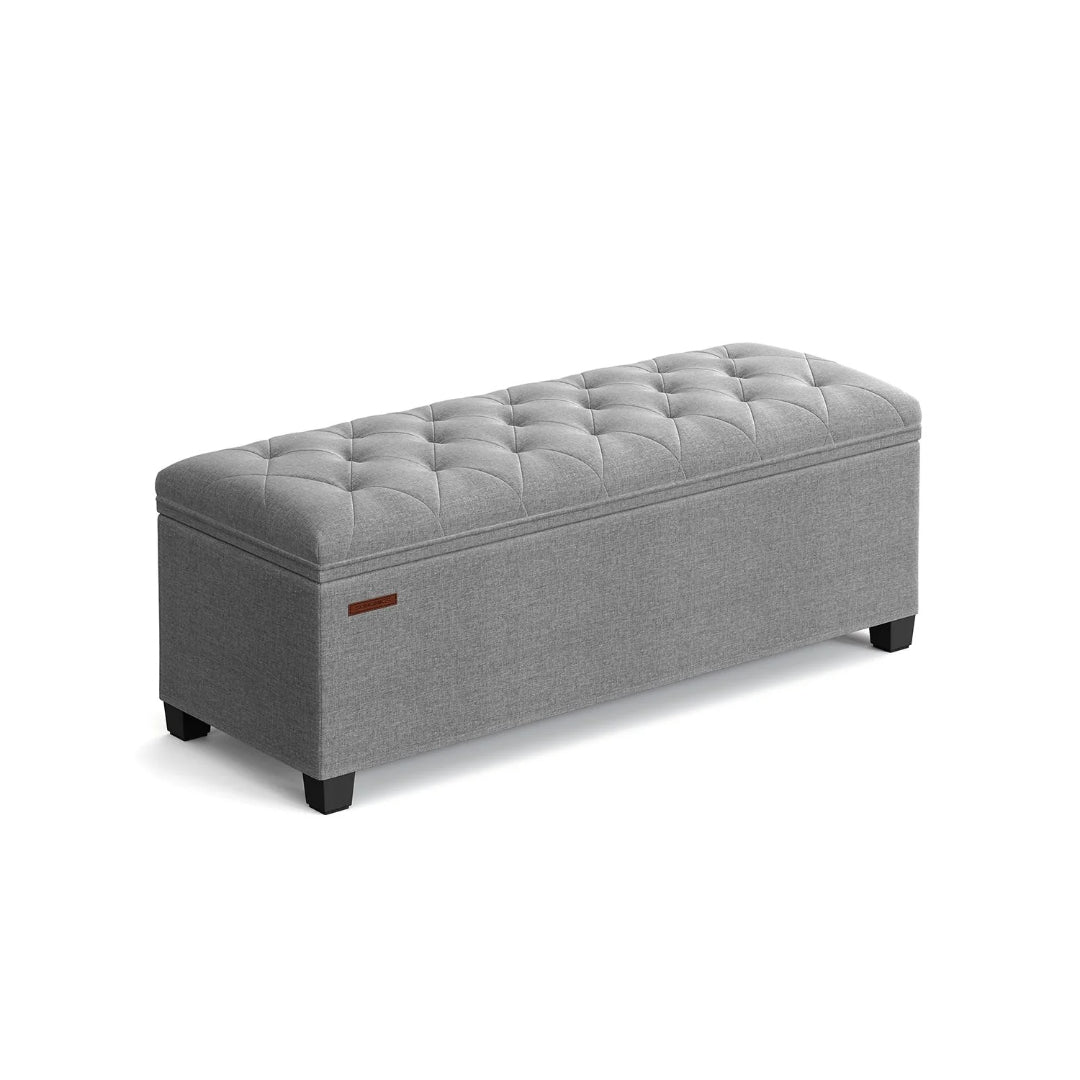 43.3 Inch Storage Ottoman Bench With Legs & Flip Lid Upholstered