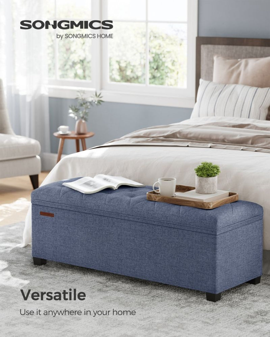 43.3 Inch Storage Ottoman Bench With Legs & Flip Lid Upholstered
