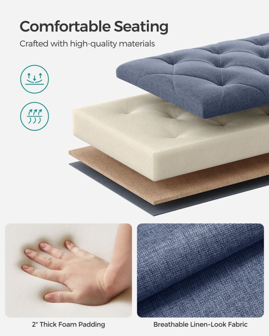 43.3 Inch Storage Ottoman Bench With Legs & Flip Lid Upholstered