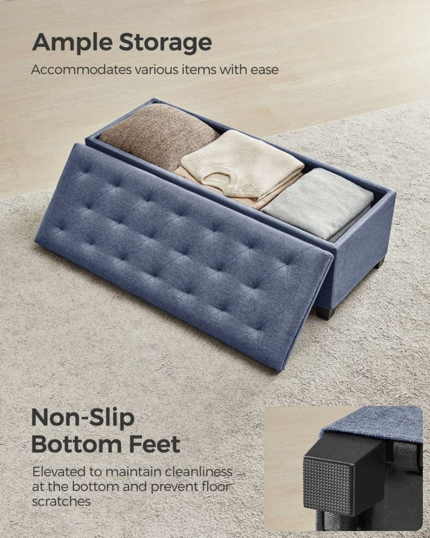 43.3 Inch Storage Ottoman Bench With Legs & Flip Lid Upholstered