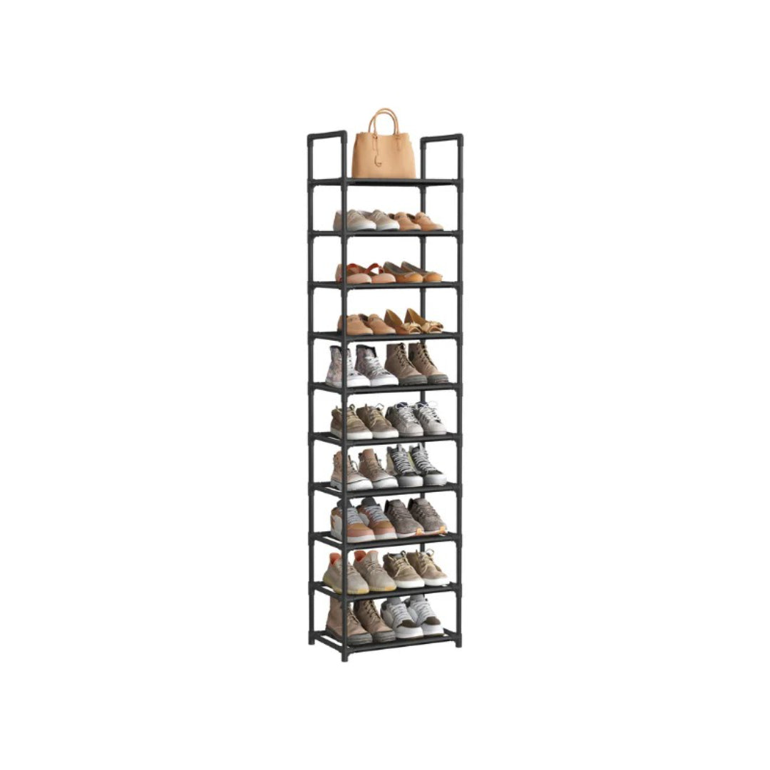10 Tier Shoe Rack With Metal Frame, Tall Narrow Shoe Organizer