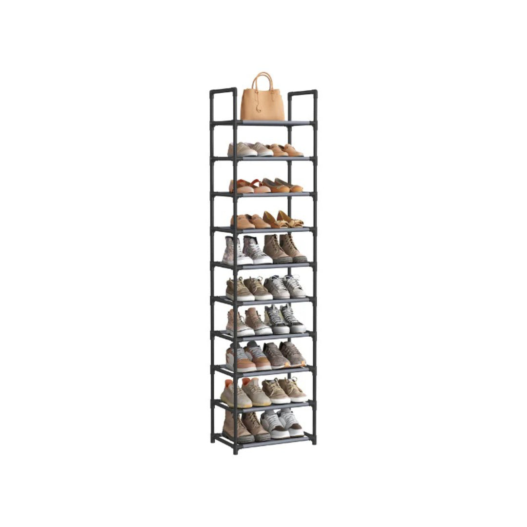 10 Tier Shoe Rack With Metal Frame, Tall Narrow Shoe Organizer