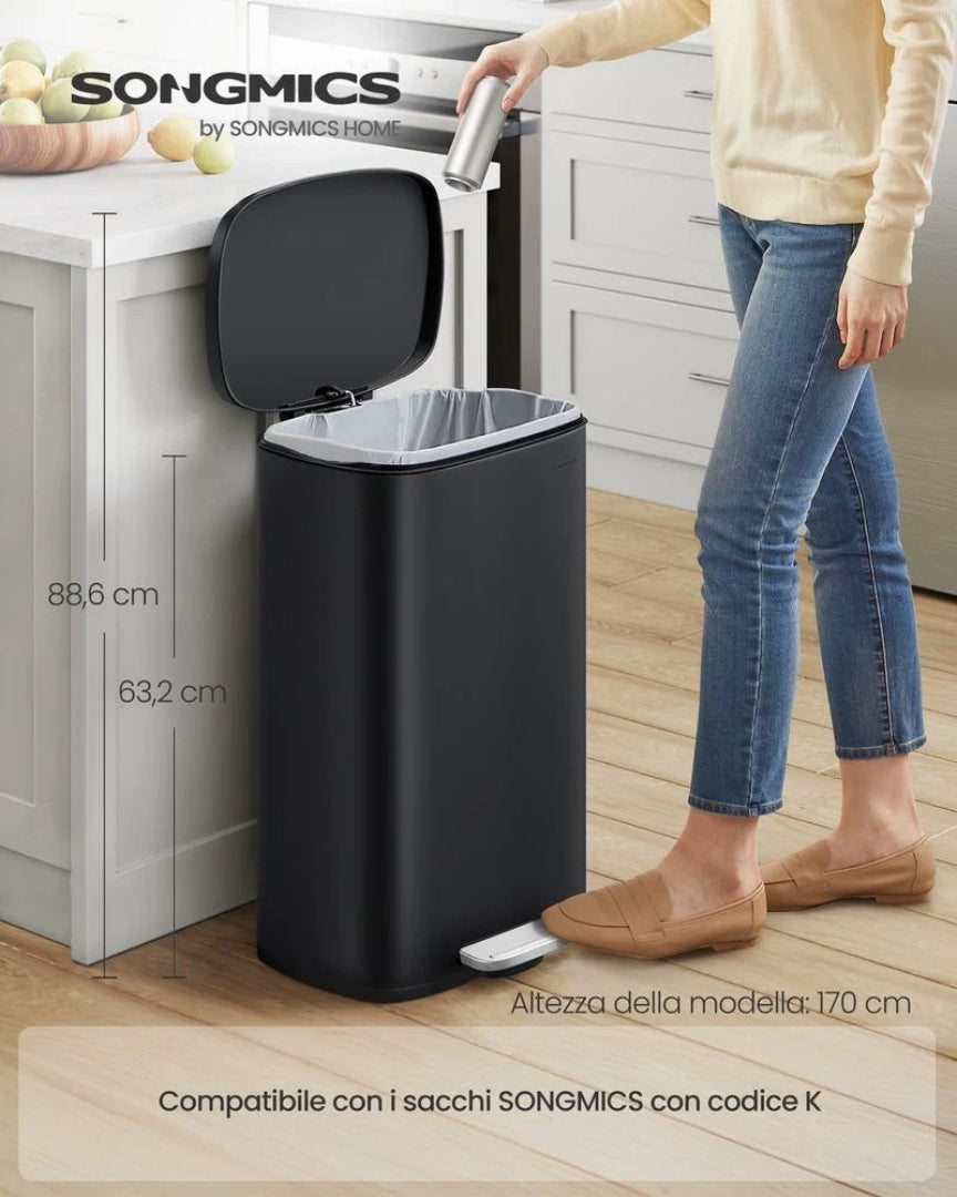 13-Gallon Stainless Steel Step Trash Can with Soft-Close Lid