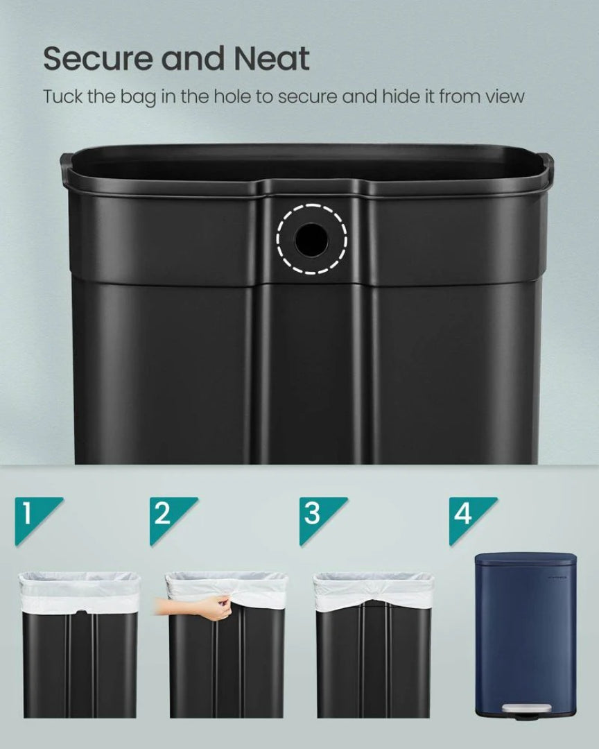13-Gallon Stainless Steel Step Trash Can with Soft-Close Lid