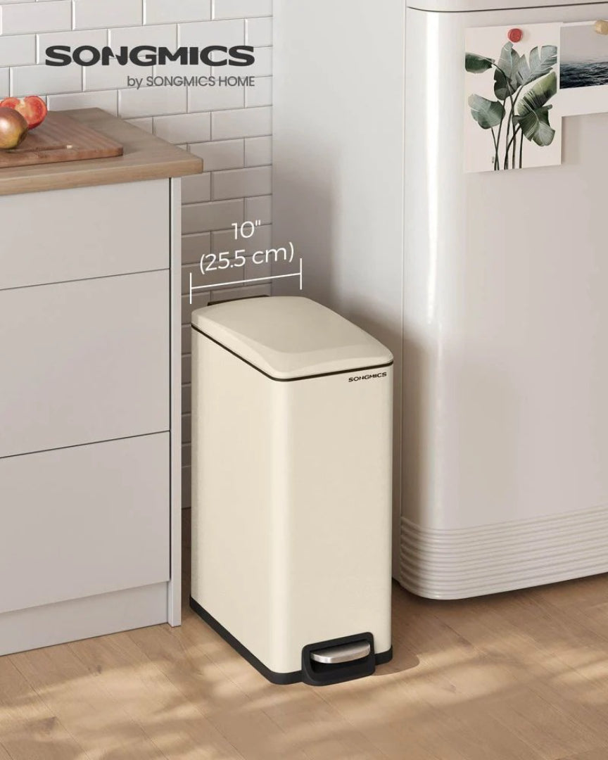13-Gallon Slim Kitchen Trash Can with Soft-Close Lid and Inner Bucket