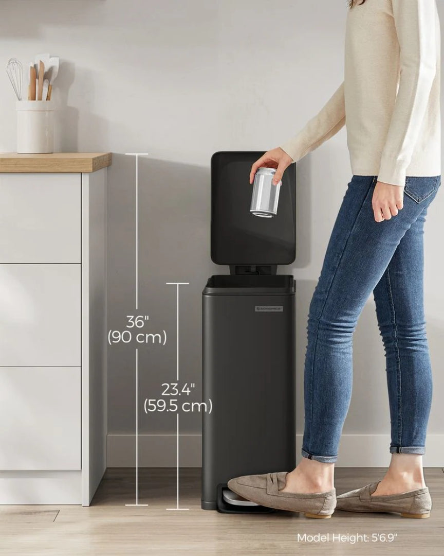 13-Gallon Slim Kitchen Trash Can with Soft-Close Lid and Inner Bucket