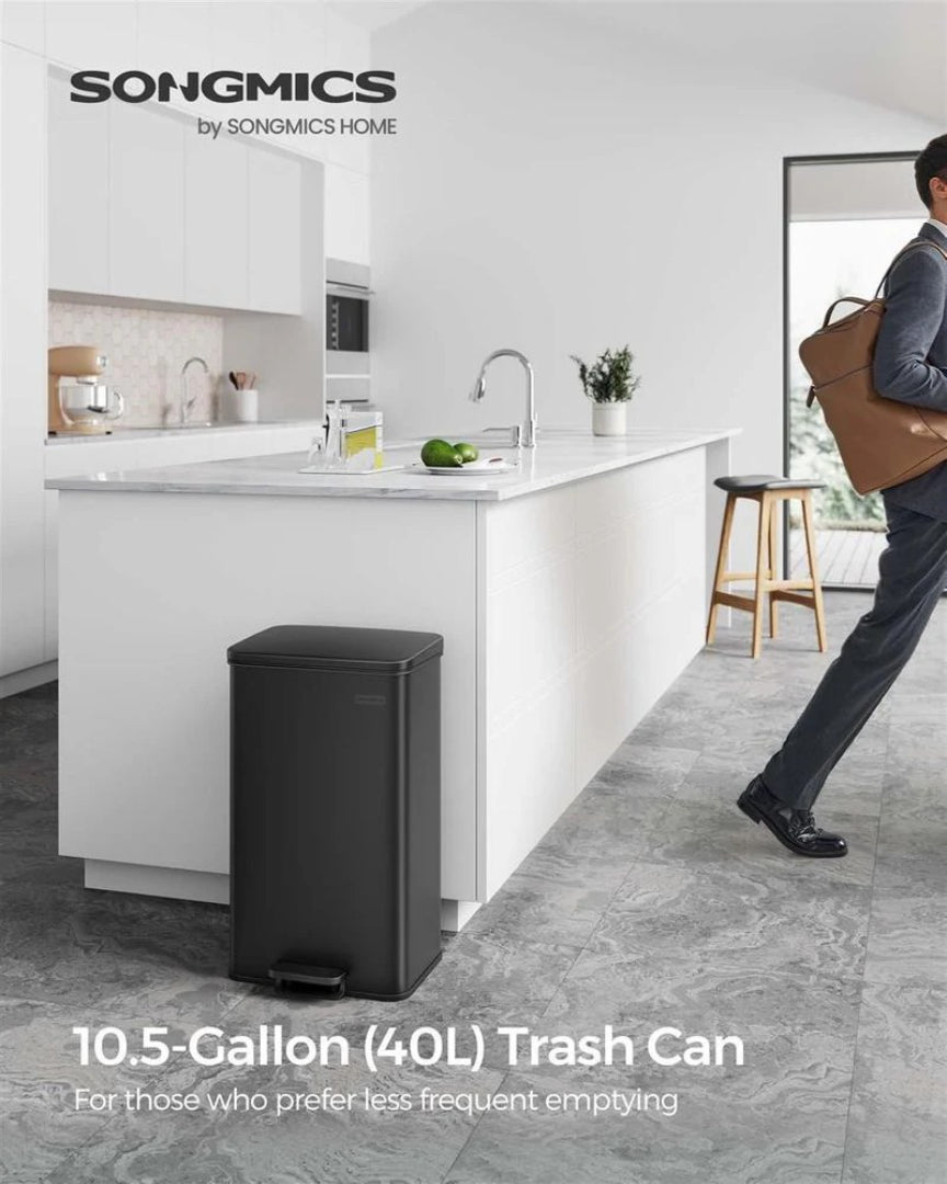 10.5-Gallon Stainless Steel Kitchen Trash Can with Soft-Close Lid