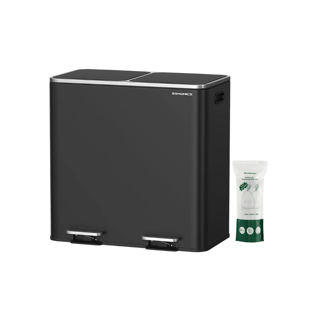 Dual Compartment Kitchen Trash Can with Pedal, 2 x 10.6 Gallon