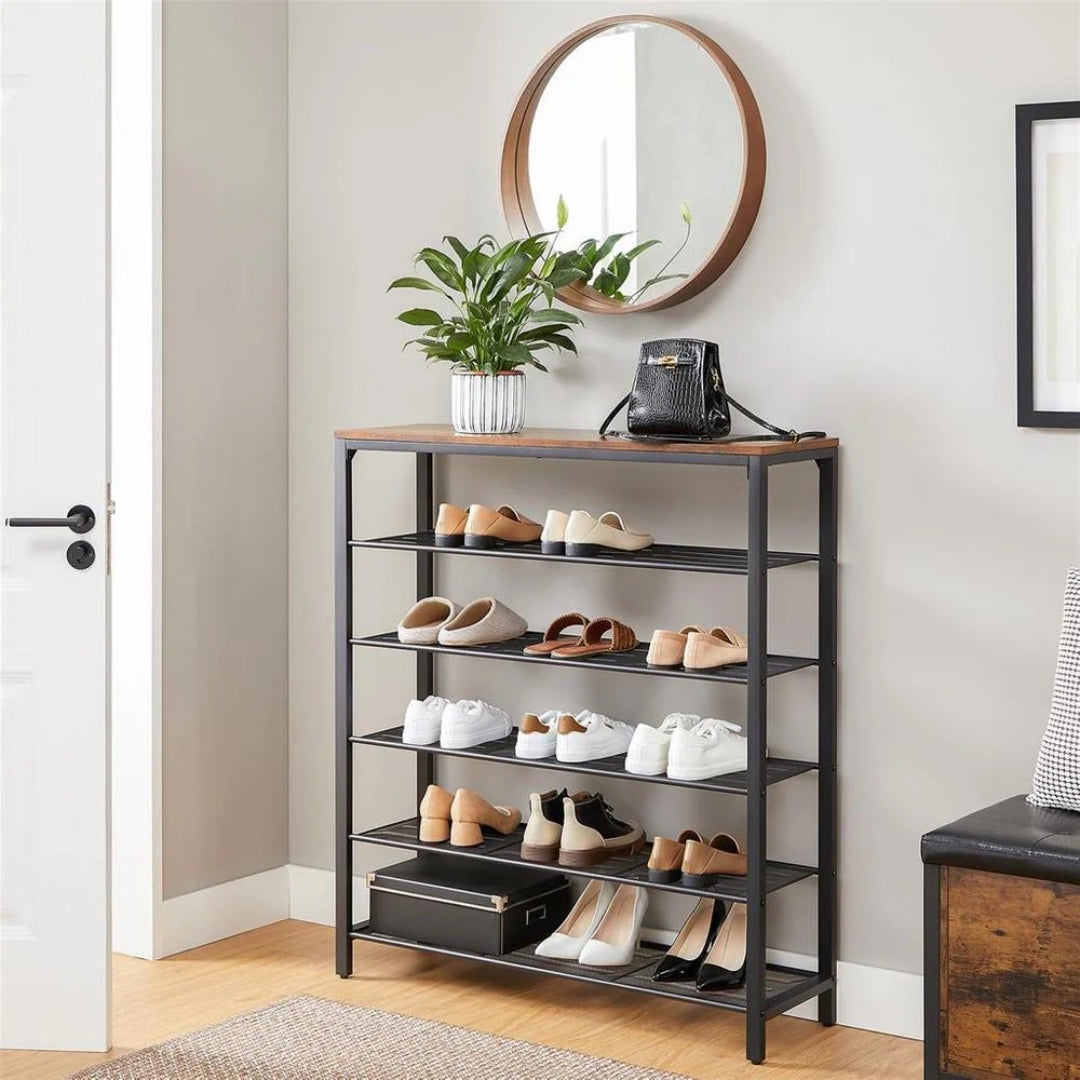 6/8 Tier Shoe Rack With Metal Shelves, 39.4 Inch Wide Organizer