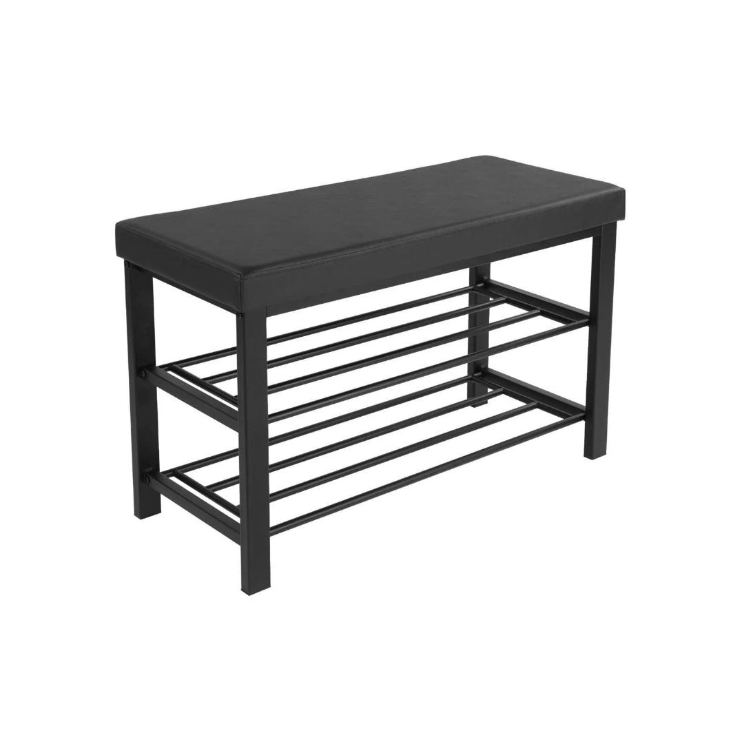 3 Tier Shoe Bench With Cushion & Storage Shelves Entryway Unit