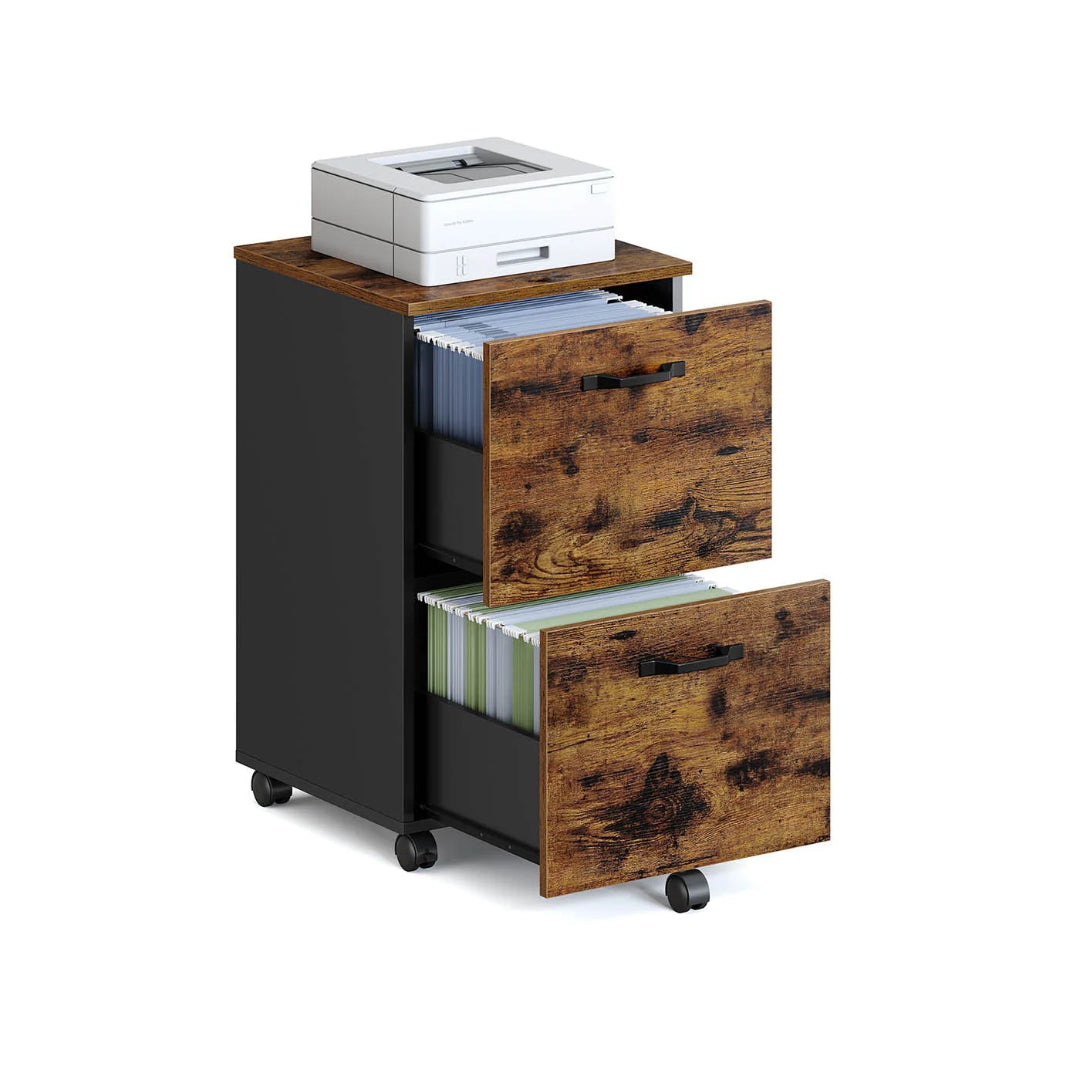 2 Drawer Rolling File Cabinet With Lockable Wheels, 27.6 Inch Unit