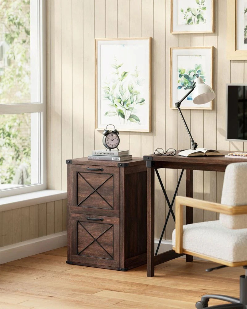 2 Drawer File Cabinet For A4 Files, Farmhouse Office Storage Unit