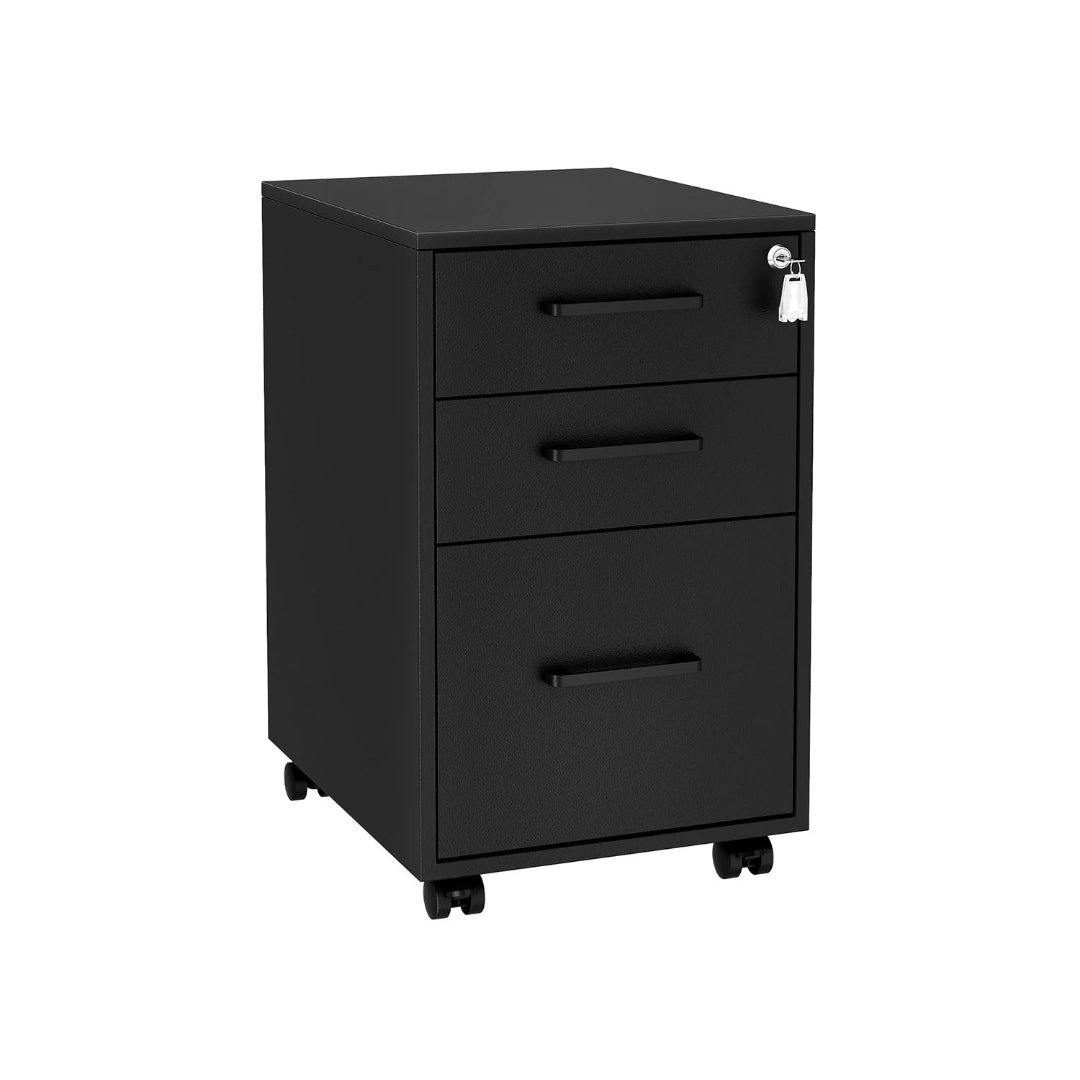 Office Filing Cabinet With Lock, 3 Drawer Mobile Storage Unit