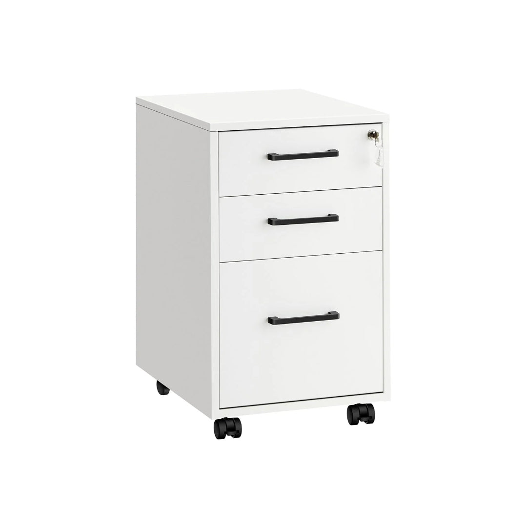 Office Filing Cabinet With Lock, 3 Drawer Mobile Storage Unit
