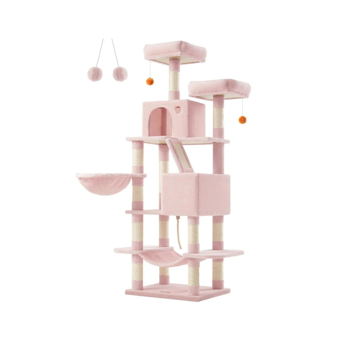 Cat Tree 66.1in Multi Level Cat Tower With Perches Caves Hammock
