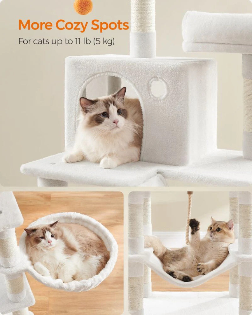 Cat Tree 66.1in Multi Level Cat Tower With Perches Caves Hammock