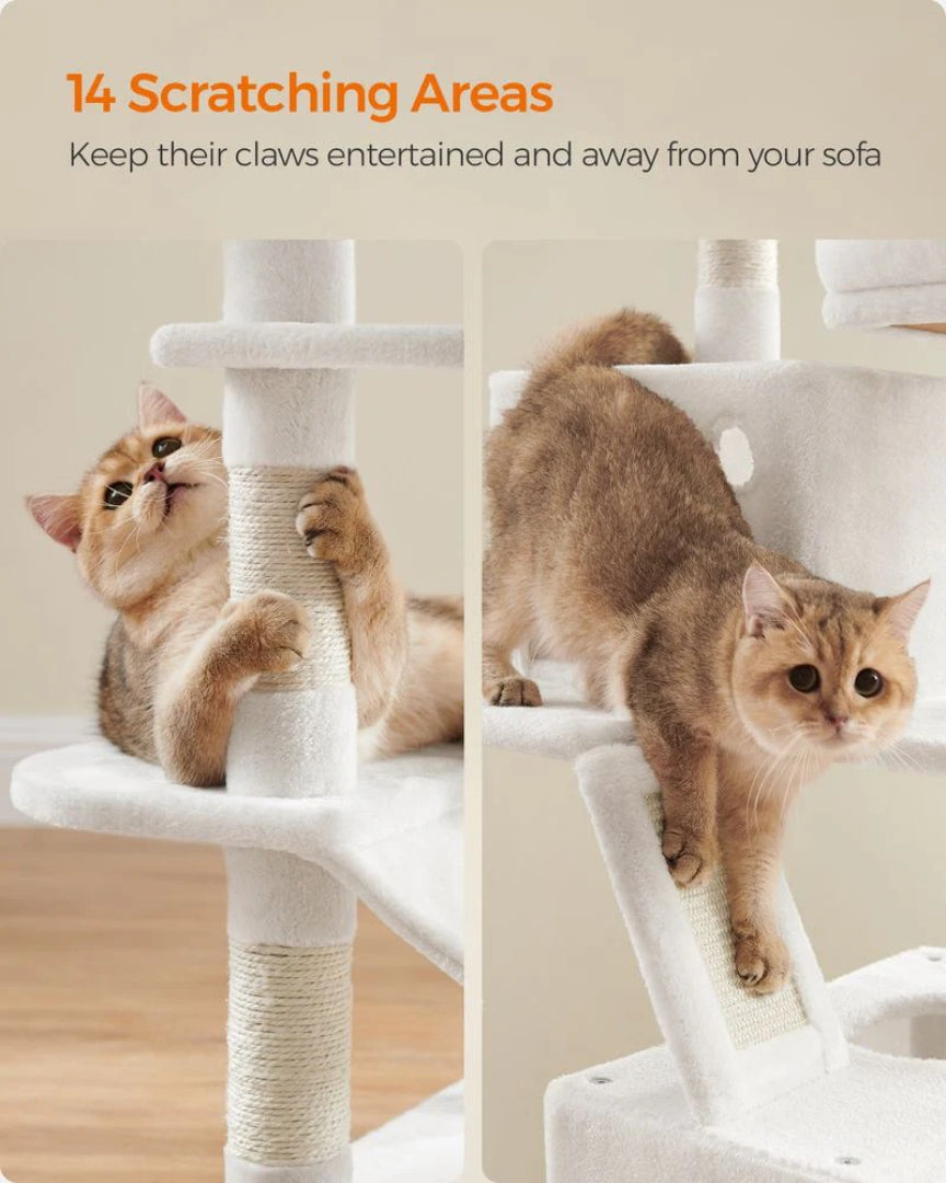 Cat Tree 66.1in Multi Level Cat Tower With Perches Caves Hammock