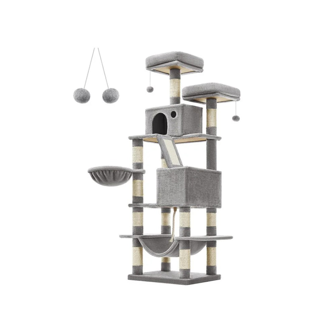 Cat Tree 66.1in Multi Level Cat Tower With Perches Caves Hammock