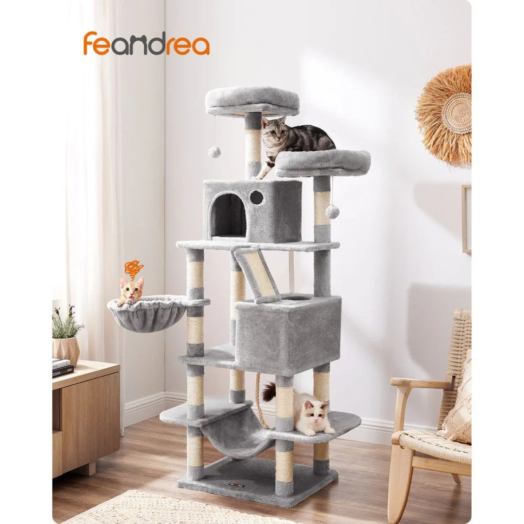 Cat Tree 66.1in Multi Level Cat Tower With Perches Caves Hammock
