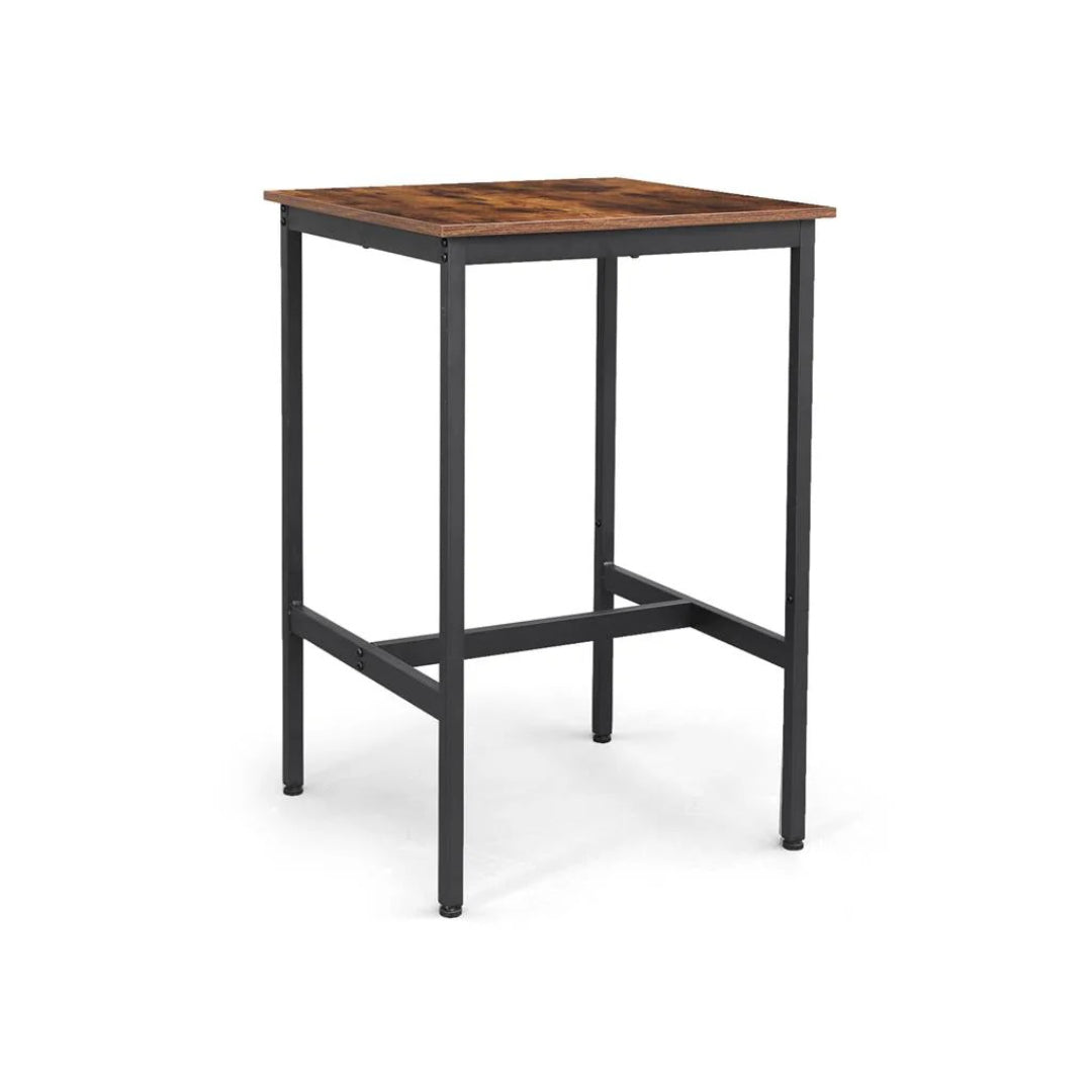 High Top Bar Table, Industrial Square Pub Table with Steel Frame