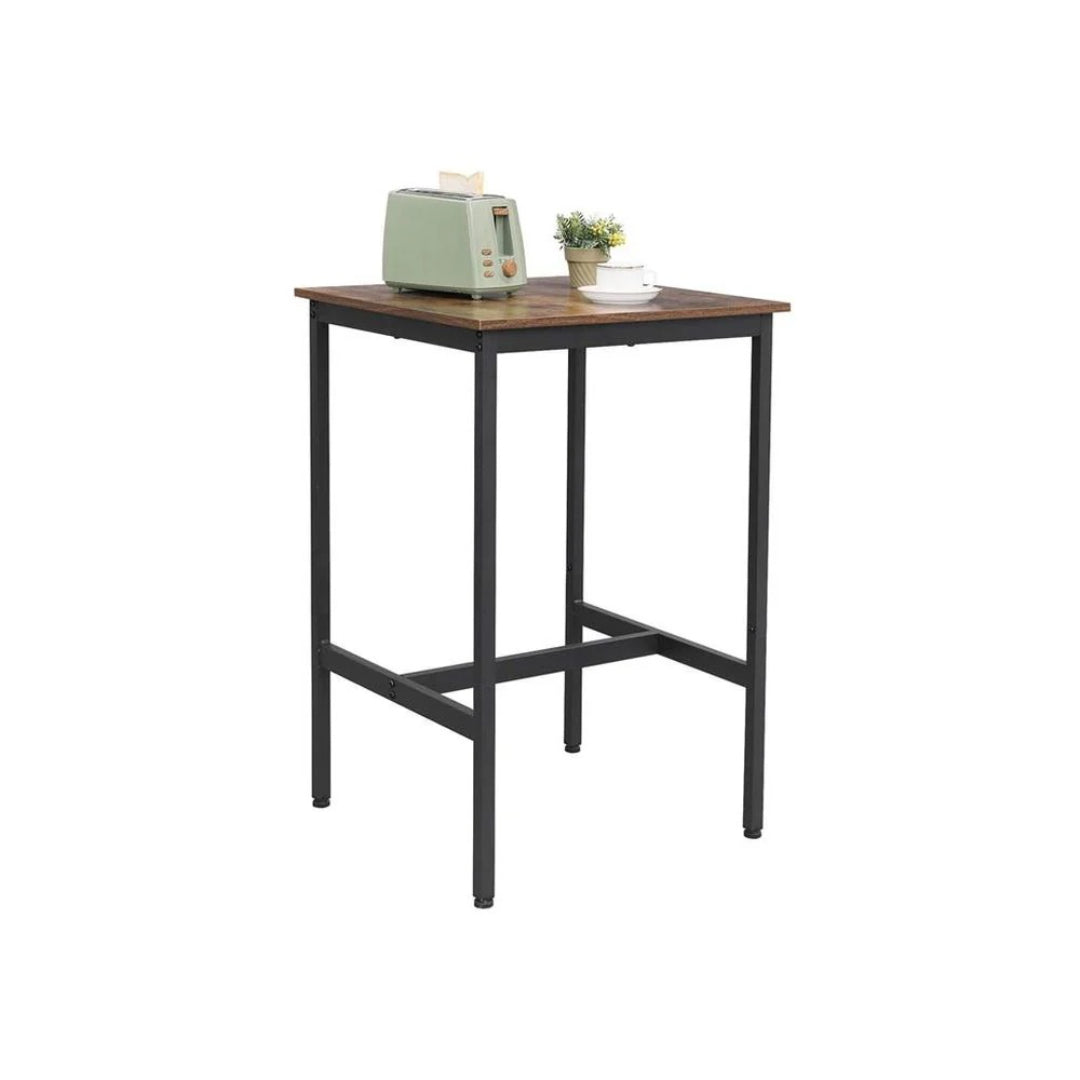 High Top Bar Table, Industrial Square Pub Table with Steel Frame