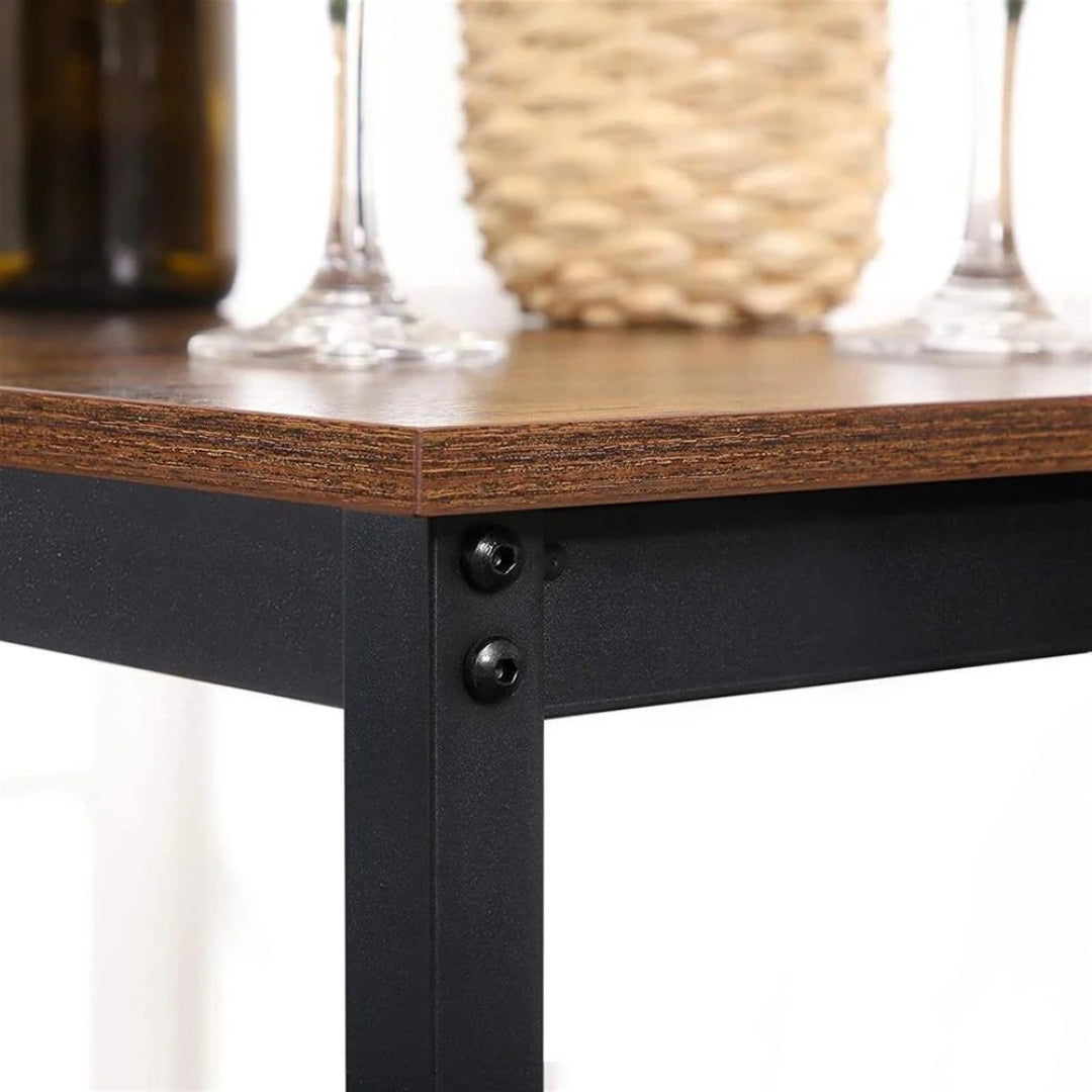 High Top Bar Table, Industrial Square Pub Table with Steel Frame