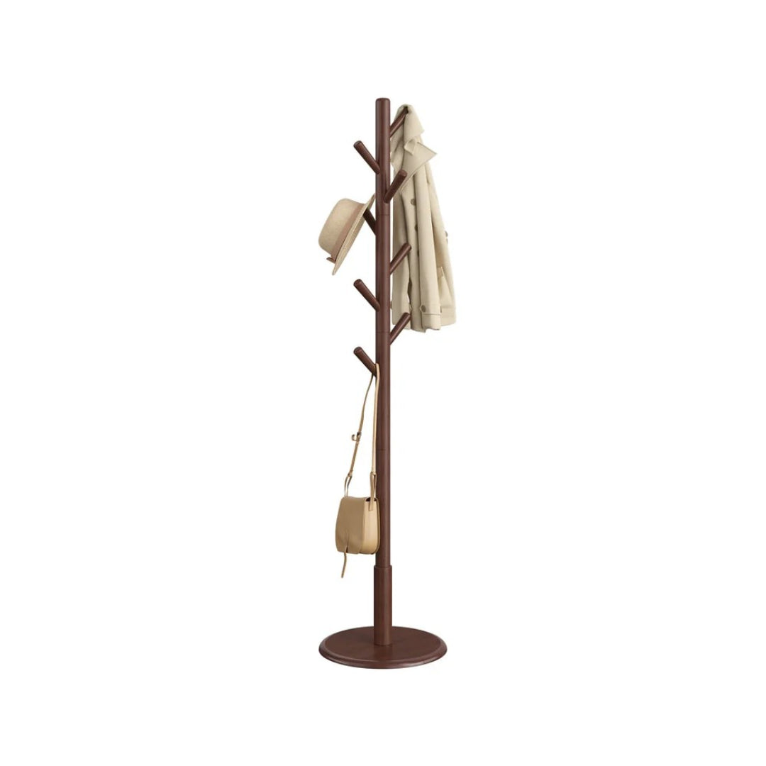Solid Wood Coat Rack With 7 Hooks, Adjustable Freestanding Stand
