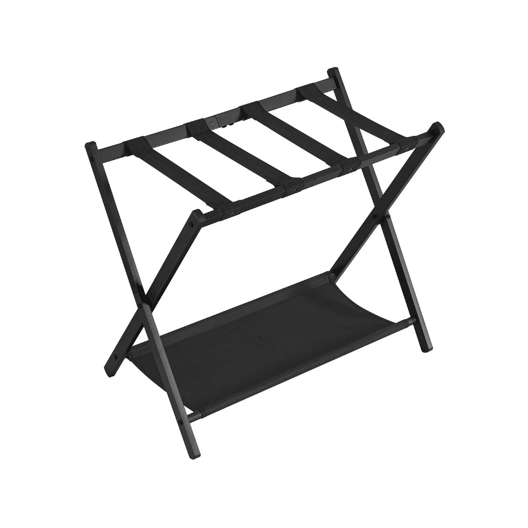 Folding Luggage Rack With Shelf Steel Suitcase Stand