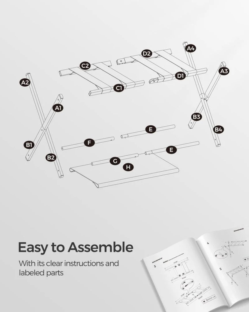 Folding Luggage Rack With Shelf Steel Suitcase Stand