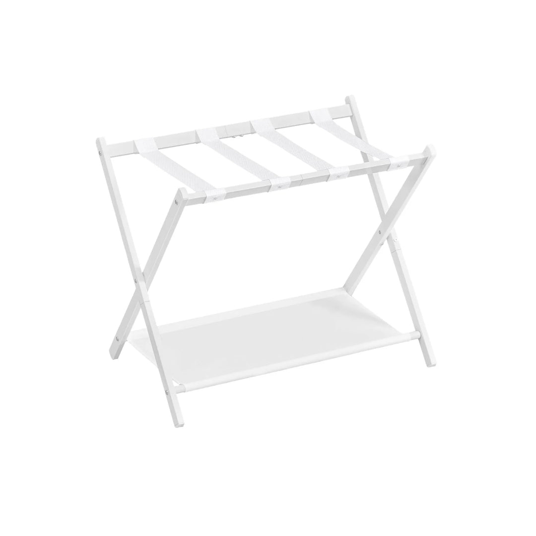 Folding Luggage Rack With Shelf Steel Suitcase Stand