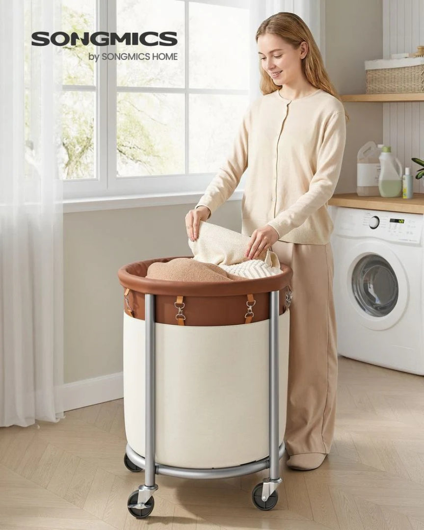 Laundry Basket With Wheels 29 Gallon Removable Bag 28in High