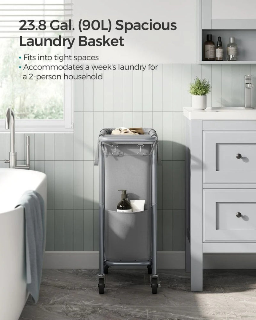 Laundry Basket With Wheels 23.8 Gallon Slim Hamper 31.9in High