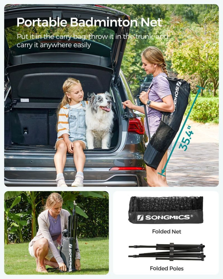Badminton Net Portable Adjustable Height 35.4-61in Set