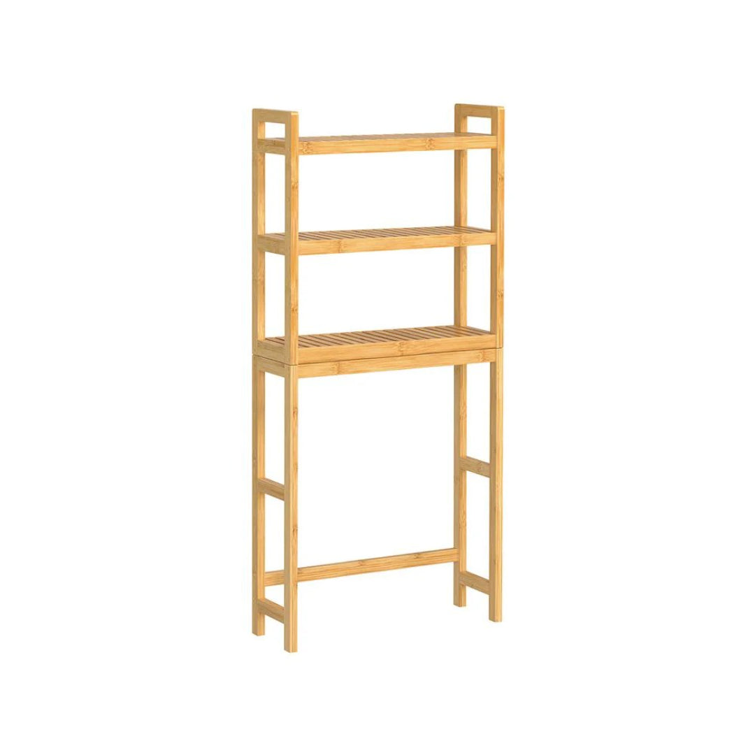 Over Toilet Bathroom Organizer 3-Tier Bamboo Shelf 66.9in High