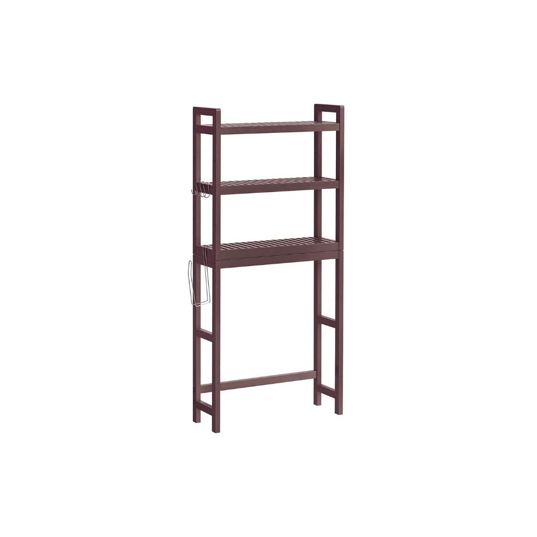 Over Toilet Bathroom Organizer 3-Tier Bamboo Shelf 66.9in High