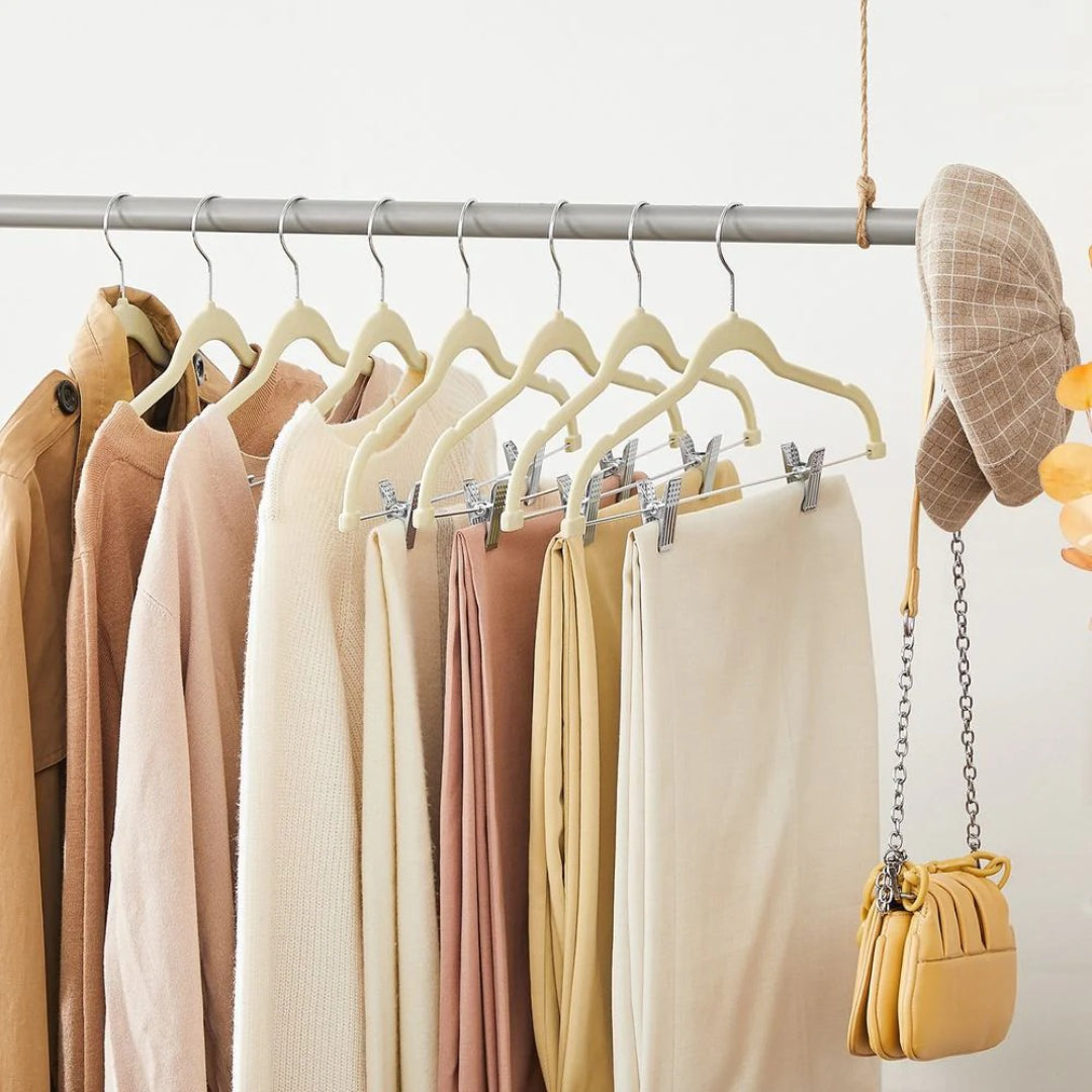 Velvet Pants Hangers With Adjustable Clips Set
