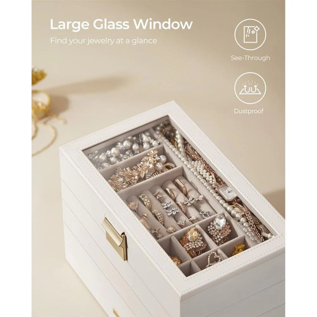 Stackable Jewelry Organizer Trays With Glass Lid 2 To 6 Tier