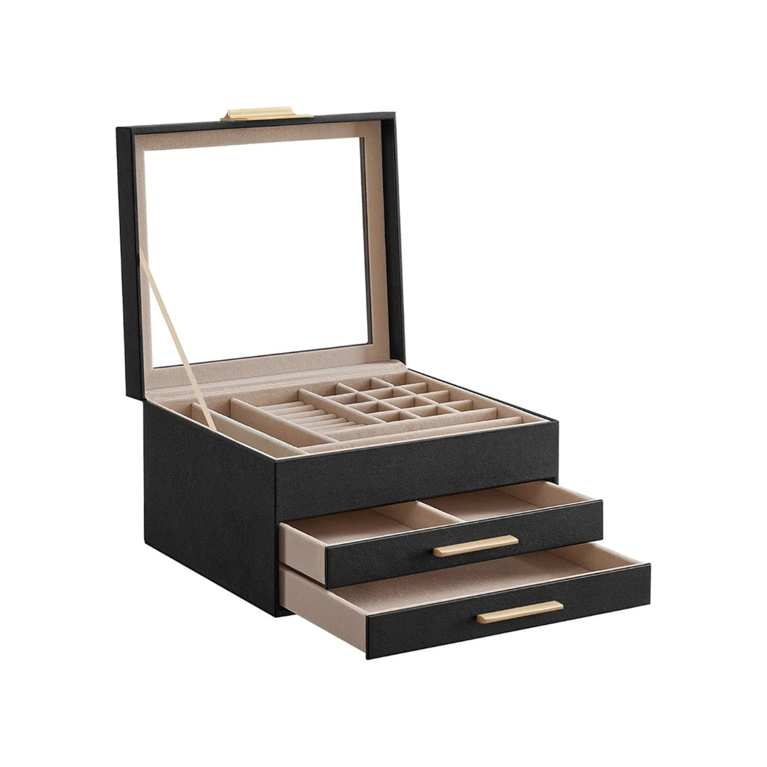 Jewelry Box Organizer With Glass Lid 2 To 6 Layer Storage